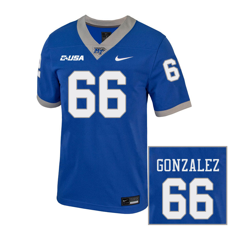 Men-Youth #66 Daniel Gonzalez Middle Tennessee State Blue Raiders 2023 College Football Jerseys Stit